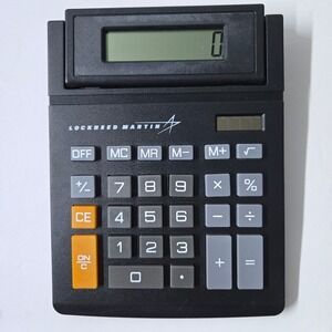 Lockheed Martin Black Basic Calculator Large Display Solar Powered